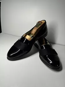 Mocasines italianos vintage de charol para hombre 9,5 D negro Bill Blass hechos en Italia - Imagen 1 de 11