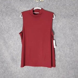 No Boundaries Top 2XL Ribbed Knit Mock Neck Sleeveless Burgundy Stretch Casual - Picture 1 of 10