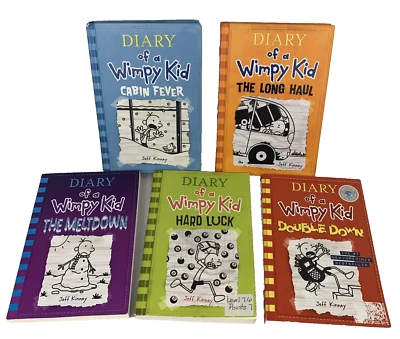 Lot of 5 Paperback & Hardcover Books Diary of a Wimpy Kid by Jeff Kinney - Image 1 of 4