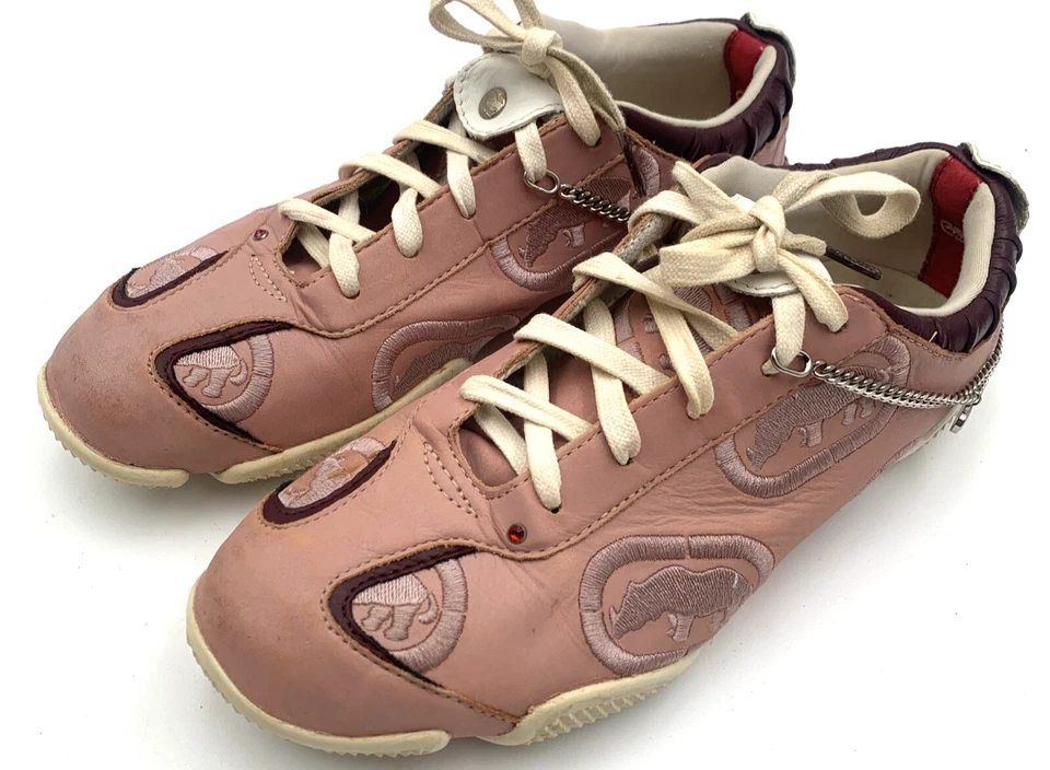 Zapatos Mujer Marc Ecko Rojo Talla 7.5 Rosa Tenis con Detalle de Cadena Logo Foto 1 de 4