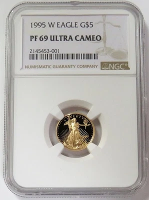 1995 W GOLD $5 PROOF AMERICAN EAGLE 1/10oz NGC PF 69 UC - Image 1 of 2