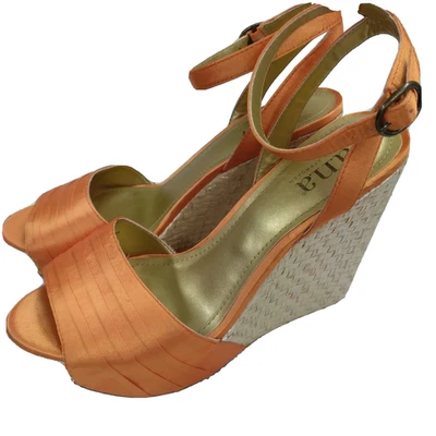 a.n.a. Sandalias para mujer talla 7,5 cuña naranja hebilla correa al tobillo punta abierta zapatos Foto 1 de 4