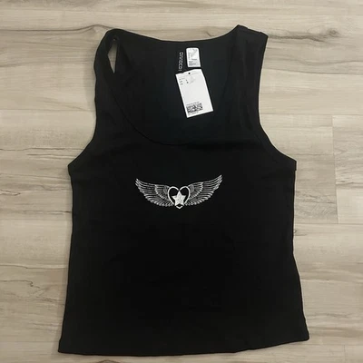 H&M Divided Tank Top Women’s Size Large Heart Wing Graphic Grunge Y2K - Image 1 of 4
