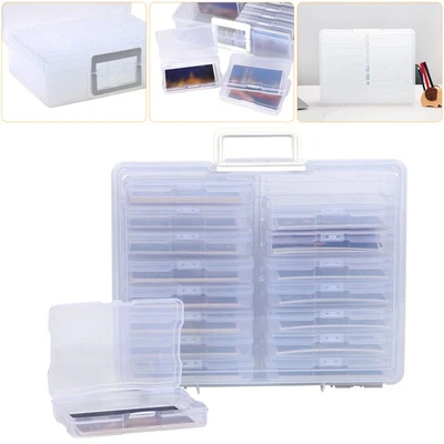 Transparent Plastic Card Storage Box with Handle+16X Card Holder Case Container - Image 1 of 4