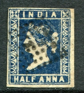 India 1854 ½a die II SG 6/7 used: four margins (cat. £160+) 'C' - Picture 1 of 2