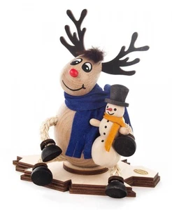 Räucherfigur Räucherelch Ole mit Schneemann BxHxT 15x15,9x9,5cm NEU Räuchermann - Picture 1 of 1