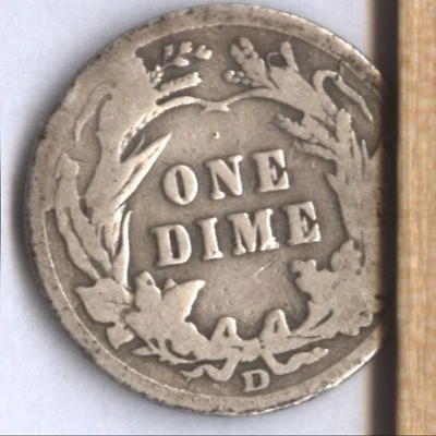 1906-D BARBER DIME * CUD OR BROKEN DIE STRIKE * LARGEST OR ONLY ONE KNOWN ?? - Image 1 of 4