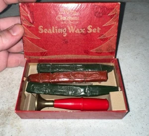 Vintage Wax Stamp Seal Merry Christmas Bakelite Handle USA Kit With Wax - Picture 1 of 9