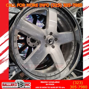 24" FORGIATO WHEELS BARRA BRUSHED SILVER 5X112 5 LUG UNIV MBZ-AUDI-BMW - Picture 1 of 7