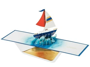 Hallmark Birthday Card by Signature ~ Pop Up Sailboat ~ Intricate Paper Art - Picture 1 of 4