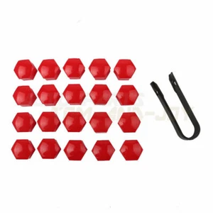 Set of 20 pcs 17mm Red Car Plastic Caps Bolts Covers Nuts Alloy Wheels - Picture 1 of 3