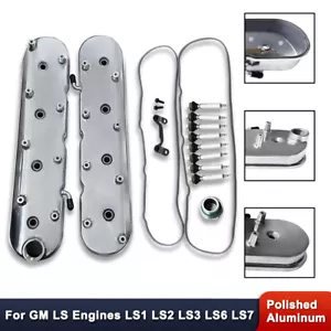 For GM LS LS1 LS2 LS3 Polished Aluminum Tall Valve Covers with Coil Mounts - Picture 1 of 6