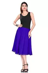 Falda plisada para mujer línea A, azul - Imagen 1 de 2