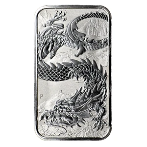 2023 AUSTRALIA DRAGON COIN $1 1 oz .9999 Fine Silver Bar PERTH MINT - Picture 1 of 2