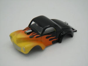 MODEL MOTORING BLACK W/ FLAMES WILLY'S GASSER SHELL ~ NEW ~ FITS AURORA TJET - Picture 1 of 7