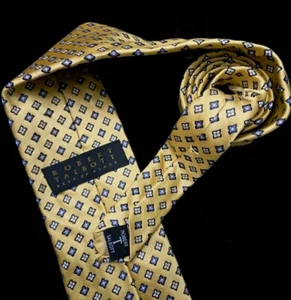 Robert Talbott BOC Gold w/Blue & White Flower Geometric Pattern 60/3.25 Silk Tie - Picture 1 of 7