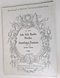 Viola - Matthew Passion, BWV 244 Primer Coro Bach partituras Breitkopf & Hartel - Imagen 1 de 14