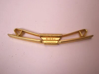 1-7/8" Gold Plated Flat Bar Detail Front Vintage SWANK B&W PLATE Collar Bar L11 - Image 1 of 4