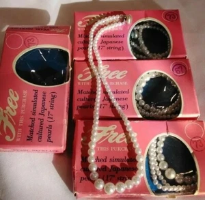 1970's Simulated Japanese Pearl Necklaces 17". Lot of 4. New - Picture 1 of 6