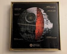 Canvas Wall Art "Star Wars -Death Star Breakdown". Golden Metallic Frame. 16"x16