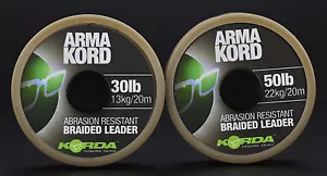 Korda Arma Kord 30lb 50lb Brown Braided Leader Carp Coarse Match Fishing Line - Picture 1 of 5