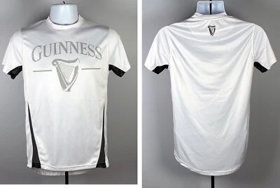 Camisa deportiva Guinness Beer calce seco para hombre mediana poliéster blanca logotipo elevado ventilado Foto 1 de 4
