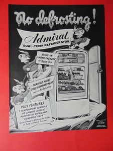1947 ADMIRAL Duel-Temp REFRIGERATOR NO DEFROSTING! art print ad - Picture 1 of 1