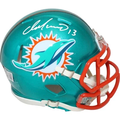 Mini casco Beckett autografiado por Dan Marino Miami Dolphins Flash 46472 Foto 1 de 4