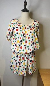 Vintage Dress Spare Parts Bimba White Red Green Polka Dots New w Tags Sz 10-12 - Picture 1 of 8
