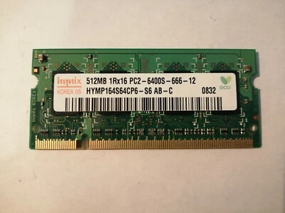 1x Memoria HYNIX HYMP164S64CP6-S6 PC2-6400S 512MB DDR2 SODIMM 800MHz 200pin 1Rx1 - Immagine 1 di 2