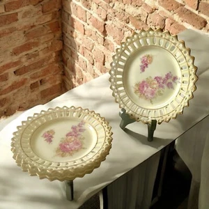 4er Set Dresdner Netz handbemalt Blumen Porzellan 6 cm Teller Germany - Bild 1 von 9