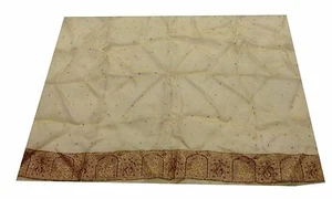 OMSAIHOME VINTAGE TISSUE ZARDOZI WORK FLORAL MULTI PURPOSE CRAFT FABRIC PIECE - Picture 1 of 7