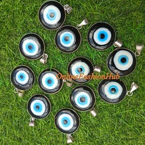 Black Evil Eye Gemstone 925 Sterling Silver Plated Wholesale Lot Pendants - Picture 1 of 3