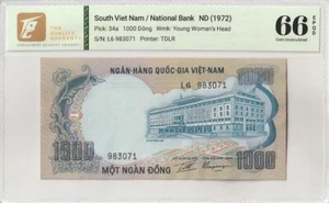 1972 Viet Nam 1000 Dong Pick#34a 66 EPQ Gem UNC - Picture 1 of 2