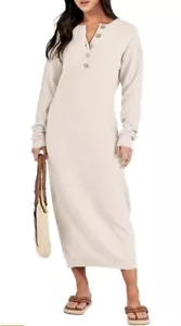 Women Long Sleeve Sweater Dress Oversized, Loose Fit, Waffle Knit - Medium - Picture 1 of 8