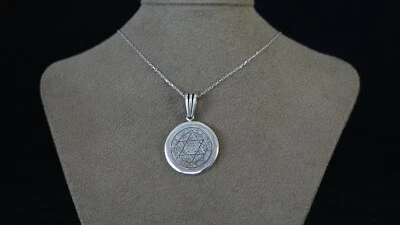 Pingente de colar Selo de Salomão prata esterlina 925 novo feito à mão sem corrente - Imagem 1 de 3