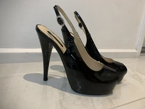 Tony Bianco Black Patent Peep Toe Stiletto Heel Size 8 - Picture 1 of 11