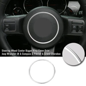 Silver For Jeep Wrangler JK Compass 2011+ Steering Wheel Center Trim Bigger Ring - Picture 1 of 9
