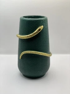 Flower Vase Green Gold Snake Style Decor Home Living Room Dinner Table Gift 8" - Picture 1 of 6