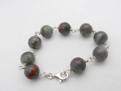 Bracciale in Argento 925 e Agata Naturale - Braccialetto con Pietre Dure - - Immagine 1 di 4