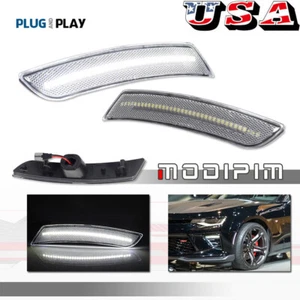 For 2016-2023 Chevy Camaro Clear White LED Fender Side Marker Light LH + RH Pair - Picture 1 of 12