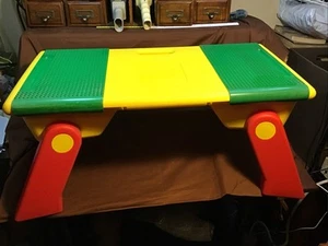Vintage Lego Folding Laptop Table w Storage Sliding Made in Ireland - Picture 1 of 2