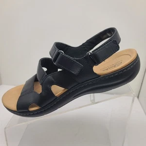 Clarks Collection Zeppe in pelle nera con cinturino taglia 8,5 M - Foto 1 di 11