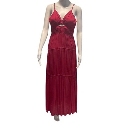 Maxi Vestido YFB Rosa Fucsia Recortado en Niveles Fluido Correas Ajustables XS Boho Chic Foto 1 de 4