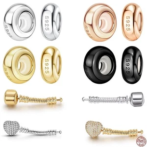 Extensor de pulsera de plata de ley 925 con cuentas de dije originales - Imagen 1 de 39