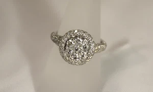 Anello scintillante in oro bianco 14 carati con diamanti TW da 1,50 carati - Foto 1 di 5