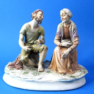 Antonio Borsato - Vintage Hand Painted Porcelain Group - Elderly Couple - Italy - Picture 1 of 5