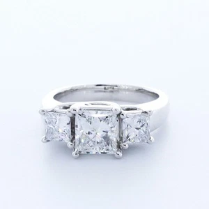 3.8CT Lab-Created Diamond D/VVS1 Princess 14K White Gold Classic Engagement Ring - Picture 1 of 4