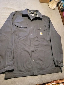 Carhartt Ripstop Flannel Lined Jacket Mens Medium Gray Snap Shacket 104146 029 - Picture 1 of 9