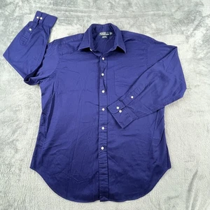 Vintage Polo Ralph Lauren Shirt Mens 17 34/35 Blue Andrew Dress 100% Cotton 90s - Picture 1 of 11